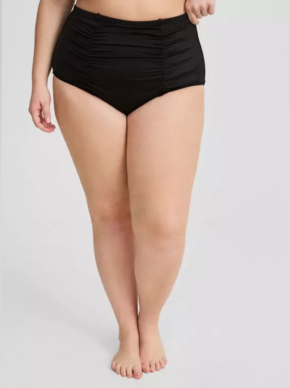Torrid Black High Rise Ruched Swimsuit Bikini Bottom